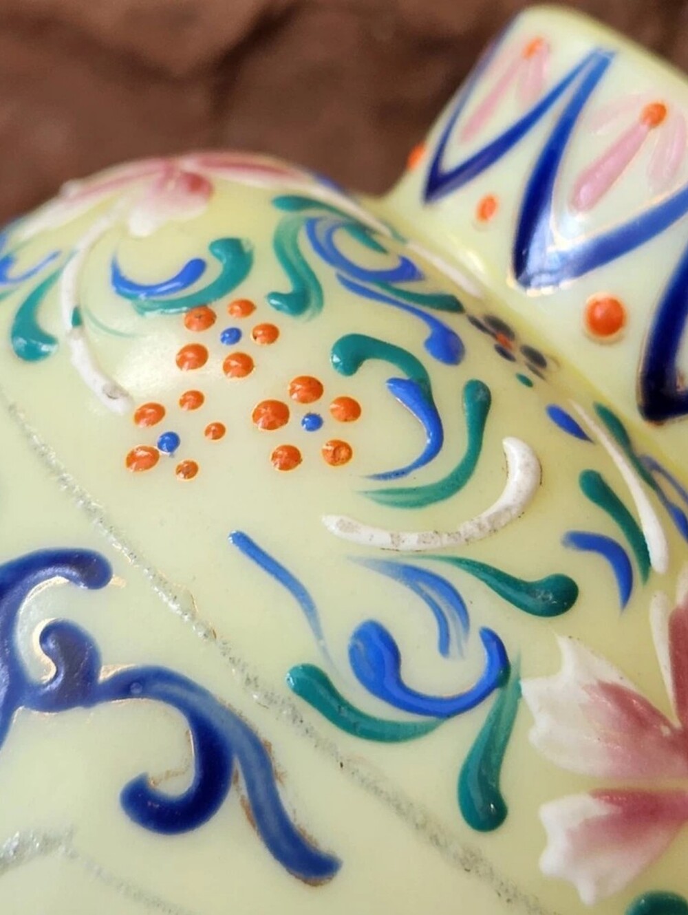 Antique 1800's Thomas Webb 6" Vase Moroccan Tapestry Hand Painted Opaline Glass - Picture 10 of 16
